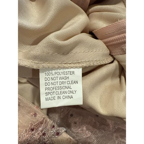 NWT MAC DUGGAL 70224 Pink Floral Applique Long Sleeve Illusion Gown Pink Size 8 - Picture 14 of 15